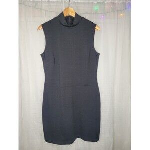 New York & Company Mini Dress Medium Chic Black Mock Neck Sleeveless